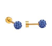 Ravza Ohrstecker mit 6 mm Ø Zirkon Kugel - Edelstahl (Gold/Silber - 18K vergoldet) - Blau , Gold