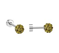 Ravza Ohrstecker mit 6 mm Ø Zirkon Kugel - Edelstahl (Gold/Silber - 18K vergoldet) - Grün , Silber