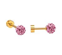 Ravza Ohrstecker mit 6 mm Ø Zirkon Kugel - Edelstahl (Gold/Silber - 18K vergoldet) - Hellrosa , Gold