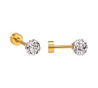 Ravza Ohrstecker mit 6 mm Ø Zirkon Kugel - Edelstahl (Gold/Silber - 18K vergoldet) - Kristall , Gold