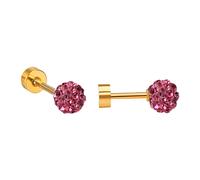 Ravza Ohrstecker mit 6 mm Ø Zirkon Kugel - Edelstahl (Gold/Silber - 18K vergoldet) - Rosa , Gold