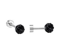 Ravza Ohrstecker mit 6 mm Ø Zirkon Kugel - Edelstahl (Gold/Silber - 18K vergoldet) - Schwarz , Silber