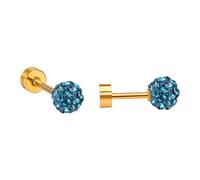Ravza Ohrstecker mit 6 mm Ø Zirkon Kugel - Edelstahl (Gold/Silber - 18K vergoldet) - Türkis , Gold