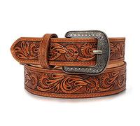 RAW HYD Vollnarbiger Westerngürtel für Herren, ohne Schnalle, robuster Ledergürtel, vielseitiger Westerngürtel für Herren, Braun, 44