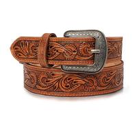 RAW HYD Westerngürtel aus Leder für Herren - Cowboy-Gürtel für Herren - Westerngürtel mit Schnalle - 3,8 cm breiter Herren-Cowboy-Gürtel, Braun, 40