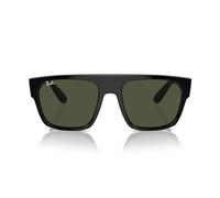 RAY-BAN 0RB0360S901/3157 Unisex-Sonnenbrille, UV-geschützt, grüne Gläser, quadratisch, Schwarz, 57 mm
