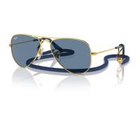 Ray Ban - Aviator Kids Polished Arista Gold Light Blue Mirror - Sonnenbrille Bleu Sans