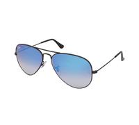 Ray-Ban Unisex Aviator Sonnenbrille, Schwarz (Gestell: schwarz, Gläser: blau Gradient, verspiegelt 002/4O), X-Large (Herstellergröße: 62)