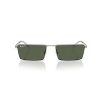 Ray-Ban EMY 0RB3741 003/9A polarisiert Metall Rechteckig Silberfarben/Silberfarben Sonnenbrille, Sunglasses
