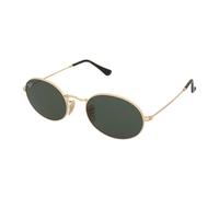 Ray-Ban Unisex-Erwachsene Oval Flat Lenses Sonnenbrille, Gold (Gestell: Gold,Gläser: grün 001), Small (Herstellergröße: 48)