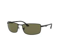 Ray-Ban 0RB3498 002/9A Metall Rechteckig Schwarz/Schwarz Sonnenbrille, Sunglasses Schwarz/Schwarz Extra Groß