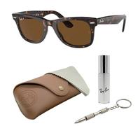 Ray-Ban RB2140 Wayfarer | BRILLEN-SET | Exklusiv-Etui und Care-Kit | Tortoise/Brown Polarized