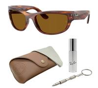 Ray-Ban RB2289 Mega Balorama Sonnenbrille für Damen und Herren, quadratisch, rund, mit offiziellem Rayban Brillen-Set, Gestreifter Havana-Rahmen | B-15 Braun - Linse