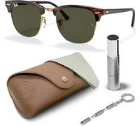 Ray-Ban RB3016 SMALL Clubmaster SONNENBRILLEN-SET | Exklusiv-Etui und Care-Kit | Polished Tortoise on Gold/G-15 Green
