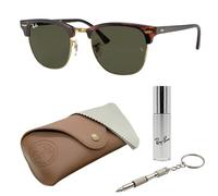 Ray-Ban RB3016 SMALL Clubmaster SONNENBRILLEN-SET | Exklusiv-Etui und Care-Kit | Polished Tortoise on Gold/G-15 Green