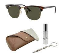 Ray-Ban RB3016 X-Large Clubmaster SONNENBRILLEN-SET | Exklusiv-Etui und Care-Kit | Polished Tortoise on Gold/G-15 Green