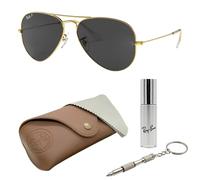 Ray-Ban RB3025 Aviator Pilot Sonnenbrille, BRILLEN-SET | Exklusiv-Etui und Care-Kit - Arista Gold/Black Polarized