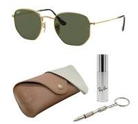 Ray-Ban RB3548N Sechseckige Sonnenbrille mit flachen Gläsern und Brillen-Set, verstellbare Nasenpads, Retro-Sonnenbrille