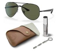 Ray-Ban RB3675 AVIATOR-Shape SONNENBRILLEN-SET | Polished Black/Polarized G-15 Green