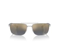 Ray-Ban Rb3737ch Chromance Rechteckige Sonnenbrille, Silber/Blau, polarisiert, goldfarben, 60 mm