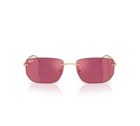 Ray-Ban RB3768 Rechteckige Sonnenbrille, Gold/Dunkelviolett verspiegelt, Rot, 56 mm
