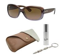Ray-Ban RB4101 Jackie Ohh SONNENBRILLEN-SET | Exklusiv-Etui und Care-Kit | Polished Brown/Brown Gradient
