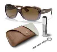Ray-Ban RB4101 Jackie Ohh SONNENBRILLEN-SET | Exklusiv-Etui und Care-Kit | Polished Brown/Brown Gradient