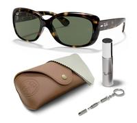 Ray-Ban RB4101 Jackie Ohh SONNENBRILLEN-SET | Exklusiv-Etui und Care-Kit | Polished Light Havana/Green