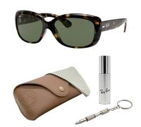 Ray-Ban RB4101 Jackie Ohh SONNENBRILLEN-SET | Exklusiv-Etui und Care-Kit | Polished Light Havana/Green