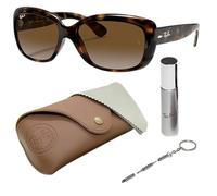 Ray-Ban RB4101 Jackie Ohh SONNENBRILLEN-SET | Exklusiv-Etui und Care-Kit | Polished Light Havana/Polarized Brown