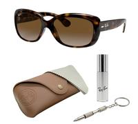 Ray-Ban RB4101 Jackie Ohh SONNENBRILLEN-SET | Exklusiv-Etui und Care-Kit | Polished Light Havana/Polarized Brown