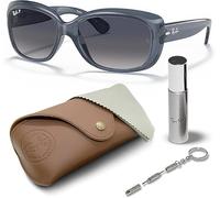 Ray-Ban RB4101 Jackie Ohh SONNENBRILLEN-SET | Exklusiv-Etui und Care-Kit | Transparent Blue/Polarized Blue Gradient