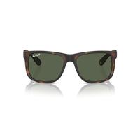 Ray-Ban RB4165 Justin Rechteckige Sonnenbrille, Gummi Havanna/Dunkelgrün, polarisiert, 55 mm