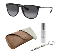 Ray-Ban RB4171 Erika Panto-Classic Sonnenbrille, BRILLEN-SET | Exklusiv-Etui und Care-Kit | Matte Black/Grey Gradient