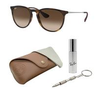 Ray-Ban RB4171 Erika Panto-Classic Sonnenbrille, BRILLEN-SET | Exklusiv-Etui und Care-Kit | Matte Havana/Brown