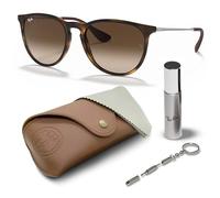 Ray-Ban RB4171 Erika Panto-Classic Sonnenbrille, BRILLEN-SET | Exklusiv-Etui und Care-Kit | Matte Havana/Brown