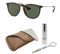Ray-Ban RB4171 Erika Panto-Classic Sonnenbrille, BRILLEN-SET | Exklusiv-Etui und Care-Kit | Polished Light Havana/G-15 Green