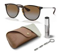 Ray-Ban RB4171 Erika Panto-Classic Sonnenbrille, BRILLEN-SET | Exklusiv-Etui und Care-Kit | Polished Light Havana/Polarized Brown