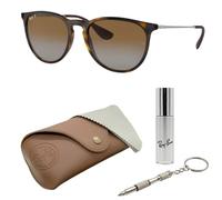 Ray-Ban RB4171 Erika Panto-Classic Sonnenbrille, BRILLEN-SET | Exklusiv-Etui und Care-Kit | Polished Light Havana/Polarized Brown