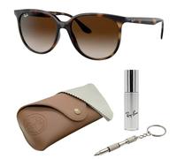 Ray-Ban RB4378 SONNENBRILLEN-SET | Exklusiv-Etui und Care-Kit | Polished Havana/Gradient Brown