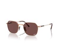 Ray-Ban Rb8094 Jim Titanium Square Sonnenbrille, Glänzendes Hellbraun/Dunkelviolett, polarisiert, 53 mm
