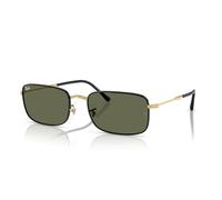 Ray-Ban Rechteckige Sonnenbrille Rb3746, Schwarz auf Gold/Grün polarisiert, 56 mm