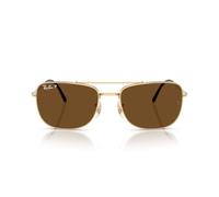 Ray-Ban Rechteckige Sonnenbrille Rb3755, Gold/Polarisiertes Braun, 62 mm