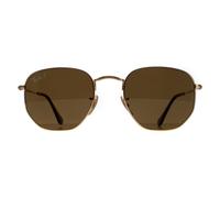 Ray-Ban Sonnenbrille Hexagonal 3548N 001/57 Gold Braun Polarisiert 51mm Einheitsgröße
