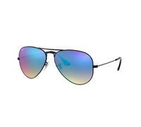 Ray-Ban Unisex Aviator Sonnenbrille, Schwarz (Gestell: Schwarz, Gläser: Blau Gradient, Verspiegelt 002/4o), L EU