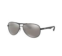 Ray-Ban Unisex Carbon Fibre Sonnenbrille, Schwarz (Gestell: Schwarz Glas: Polarisiert Grau Verspiegelt 002/K7), 61 EU