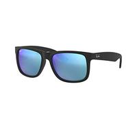 Ray-Ban Unisex Justin Sonnenbrille, Klassisch , Schwarz (Black Rubber/Green Mirror Blue), 51 EU