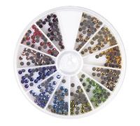 Rayher 15128999 Hotfix Strasssteine aus Glas, 3 mm ø, 12 Farben, Sortierbox 360 Stück, Glas-Strasssteine, Schmucksteine zum Aufbügeln