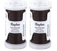 Rayher 2400105 Blumendraht, braun lackiert, 0,35 mm ø, Spule 100 m, Material Eisen, nickelfrei, Basteldraht, Wickeldraht (Packung mit 2)