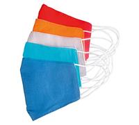 Rayher 52028999 Mund-Nasen-Maske mit Elastikbändern, 2-lagig, 5 Stück, farblich sortiert, 2 Schichten hochwertiger 100% Baumwollstoff, wiederverwendbar, waschbar bis 60°, Alltagsmasken, Behelfsmasken